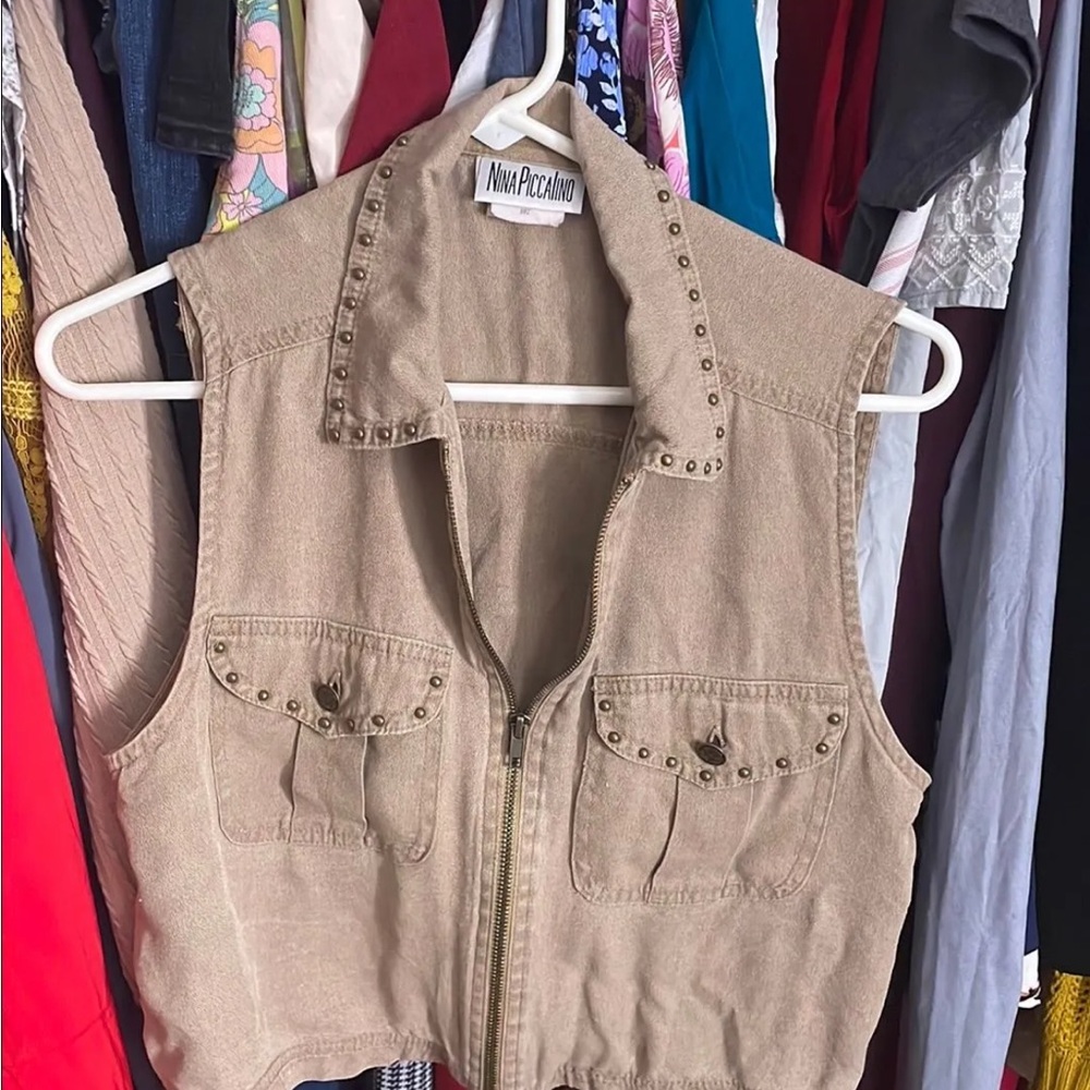 Nina Piccalino Beige Vest with Studs
